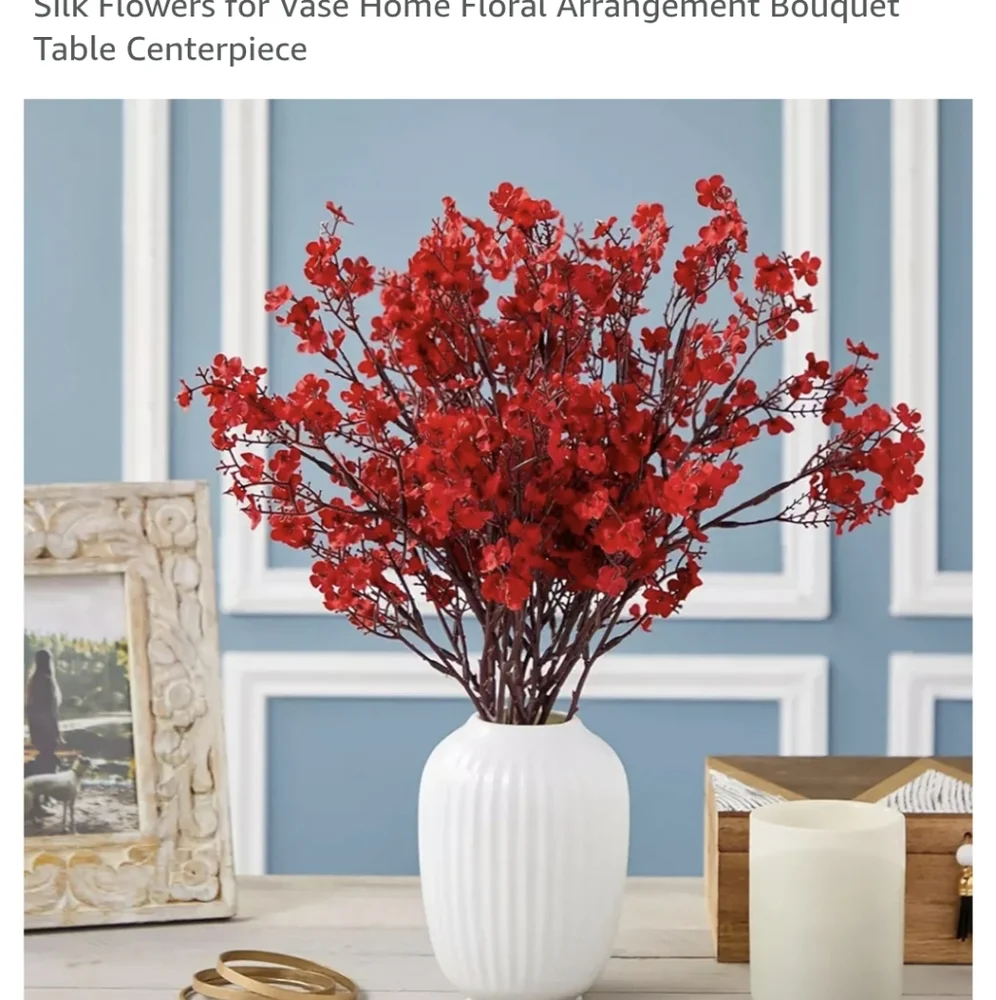 Elegant Red Silk Flower Arrangement 14pieces  Includes New In Original P…
